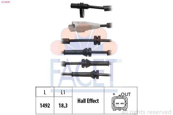 FACET 21.0229 Sensor, wheel speed