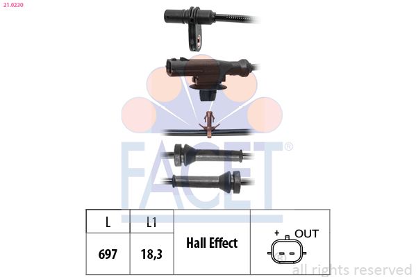 FACET 21.0230 Sensor, wheel speed