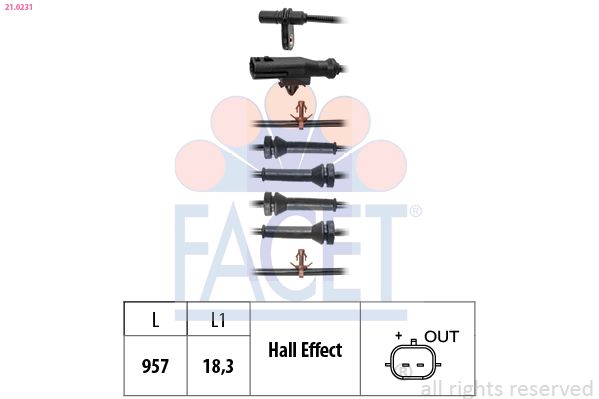 FACET 21.0231 Sensor, wheel speed