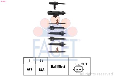 Sensor, wheel speed FACET 21.0231
