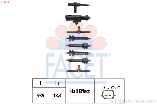FACET 21.0234 Sensor, wheel speed