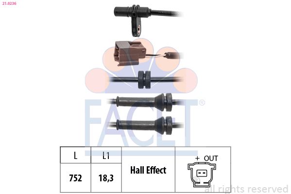 FACET 21.0236 Sensor, wheel speed