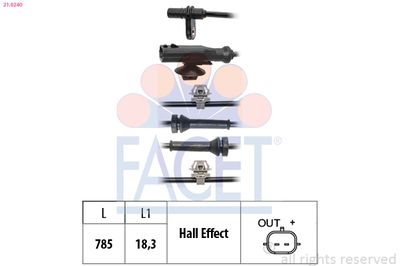 Sensor, wheel speed FACET 21.0240