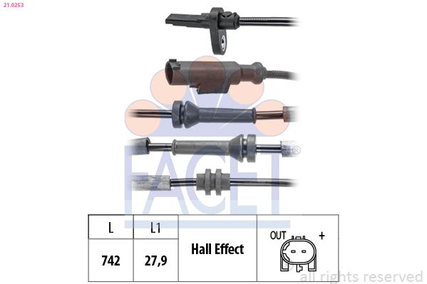 FACET 21.0253 Sensor, wheel speed