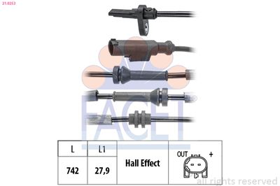 Sensor, wheel speed FACET 21.0253