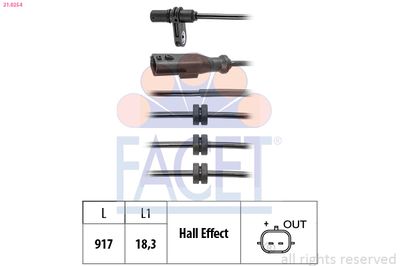 Sensor, wheel speed FACET 21.0254
