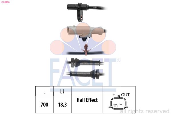 FACET 21.0256 Sensor, wheel speed