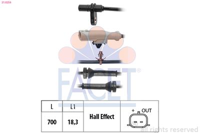 Sensor, wheel speed FACET 21.0256