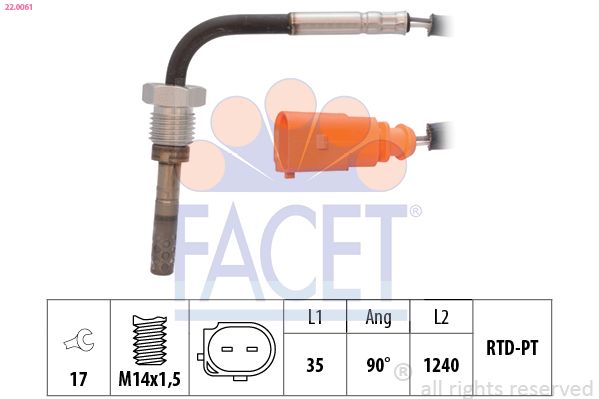 FACET 22.0061 Sensor, exhaust gas temperature