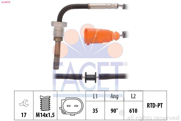 FACET 22.0019 Sensor, exhaust gas temperature