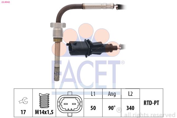 FACET 22.0042 Sensor, exhaust gas temperature