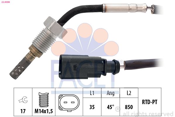 FACET 22.0099 Sensor, exhaust gas temperature
