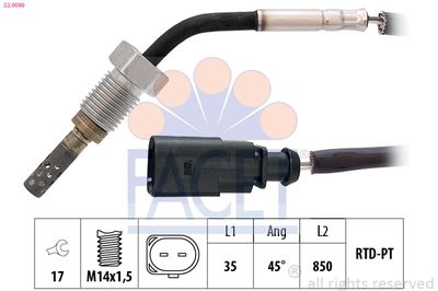 Sensor, exhaust gas temperature FACET 22.0099
