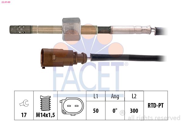 FACET 22.0149 Sensor, exhaust gas temperature