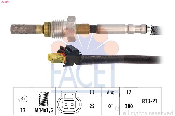 FACET 22.0151 Sensor, exhaust gas temperature