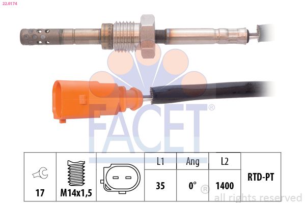 FACET 22.0174 Sensor, exhaust gas temperature