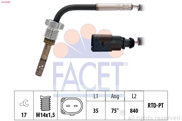 FACET 22.0184 Sensor, exhaust gas temperature