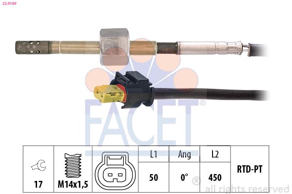 FACET 22.0189 Sensor, exhaust gas temperature