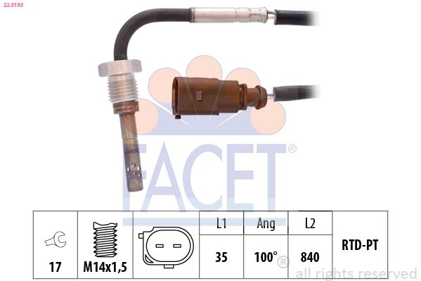 FACET 22.0193 Sensor, exhaust gas temperature