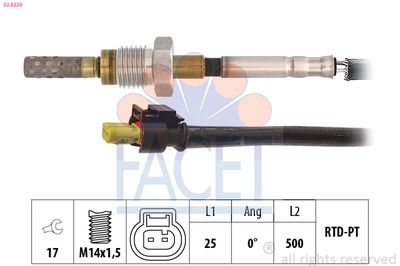 Sensor, exhaust gas temperature FACET 22.0220