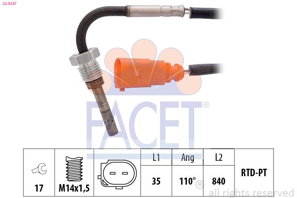 FACET 22.0247 Sensor, exhaust gas temperature