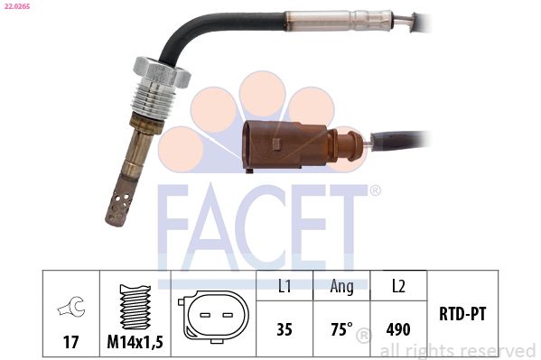 FACET 22.0265 Sensor, exhaust gas temperature