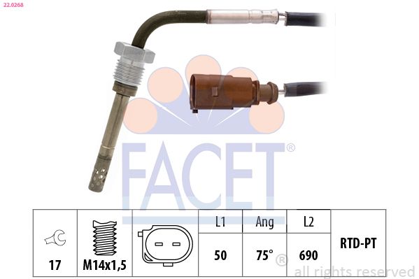 FACET 22.0268 Sensor, exhaust gas temperature