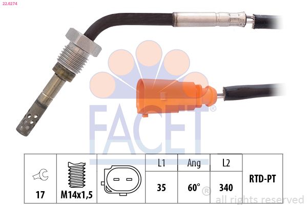 FACET 22.0274 Sensor, exhaust gas temperature