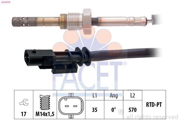 FACET 22.0310 Sensor, exhaust gas temperature