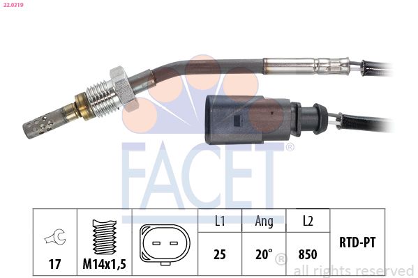 FACET 22.0319 Sensor, exhaust gas temperature