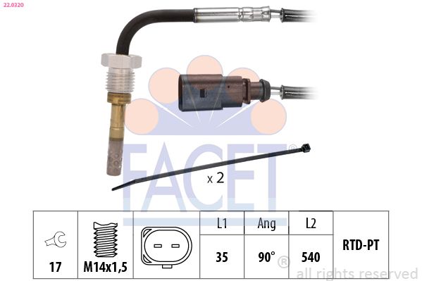 FACET 22.0320 Sensor, exhaust gas temperature