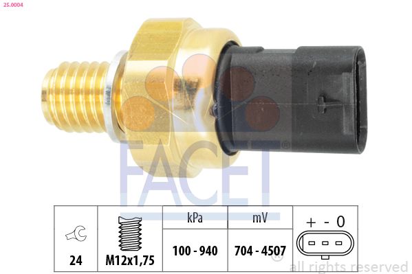 FACET 25.0004 Sensor, oil pressure