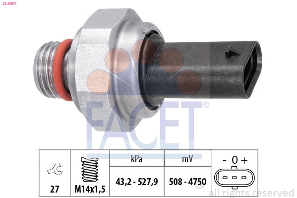FACET 25.0007 Sensor, exhaust pressure