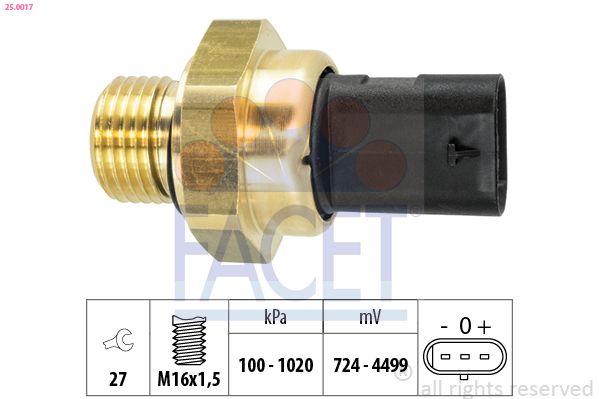 FACET 25.0017 Sensor, oil pressure