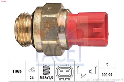 Temperature Switch, radiator fan FACET 7.5186