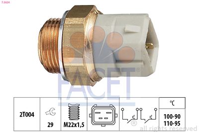 Temperature Switch, radiator fan FACET 7.5624