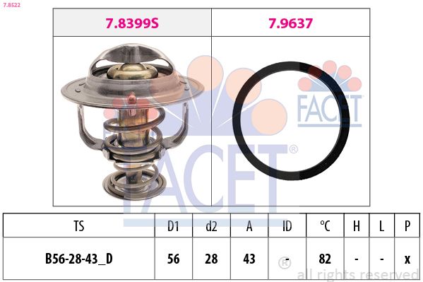 FACET 7.8522 Thermostat, coolant