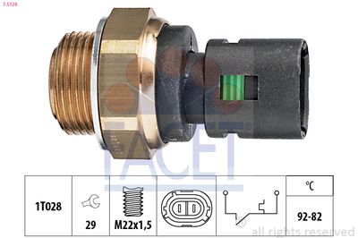 Temperature Switch, radiator fan FACET 7.5128