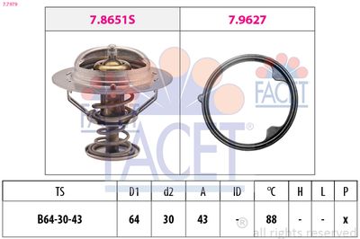 Thermostat, coolant FACET 7.7979