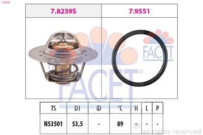 Thermostat, coolant FACET 7.8239
