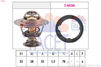 Thermostat, coolant FACET 7.8267