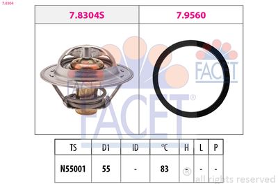 Thermostat, coolant FACET 7.8304