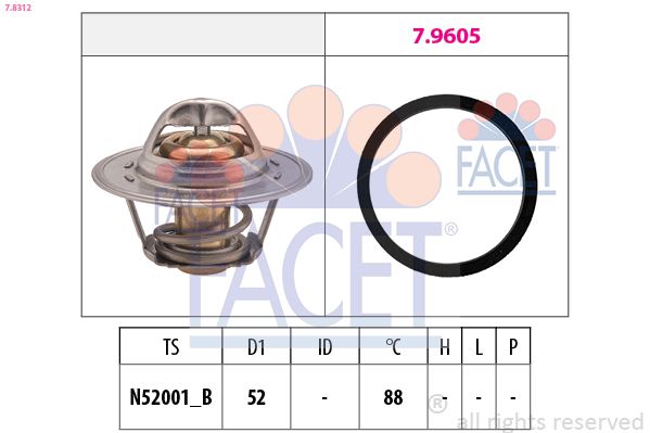 FACET 7.8312 Thermostat, coolant