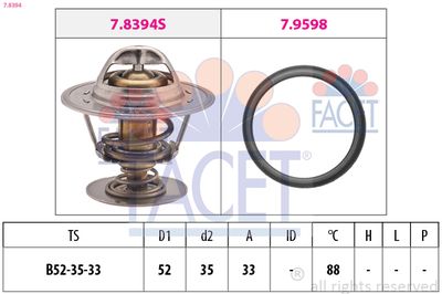 Thermostat, coolant FACET 7.8394