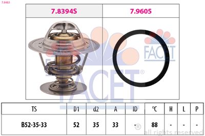 Thermostat, coolant FACET 7.8483