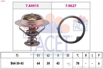 Thermostat, coolant FACET 7.8491