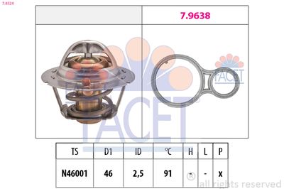 Thermostat, coolant FACET 7.8524