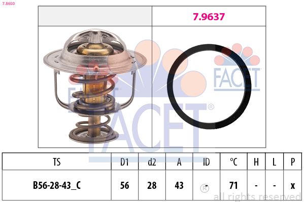 FACET 7.8650 Thermostat, coolant