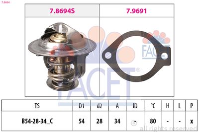 Thermostat, coolant FACET 7.8694