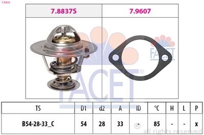 Thermostat, coolant FACET 7.8838